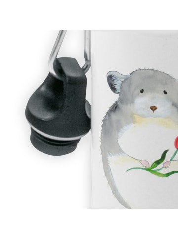 Mr. & Mrs. Panda Kindertrinkflasche Chinchilla Blume ohne Spruch in Weiß