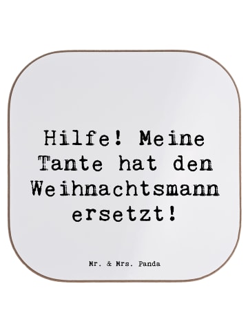 Mr. & Mrs. Panda Untersetzer Tante Weihnachten mit Spruch in Weiß