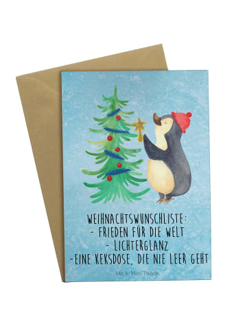 Mr. & Mrs. Panda valentinstagskarte Pinguin Weihnachtsbaum mit S... in Eisblau