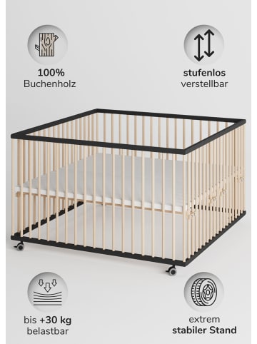 Sämann Sämann Laufgitter mit 3 Schlupfsprossen - schwarz/natur - Premium Kollektion