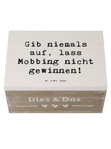 Mr. & Mrs. Panda Box aus Holz Spruch Mobbing bewältigen mit Spruch in Weiß
