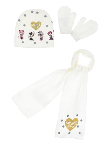 Disney Minnie Mouse 3tlg. Set: Mütze, Handschuhe und Schal Winter in Weiß