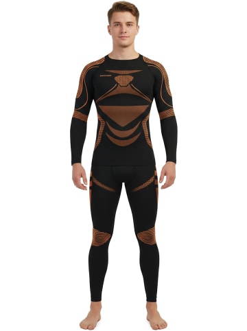 normani 2 x Thermounterhose Lange Skiunterwäsche für Herren in Schwarz/Orange