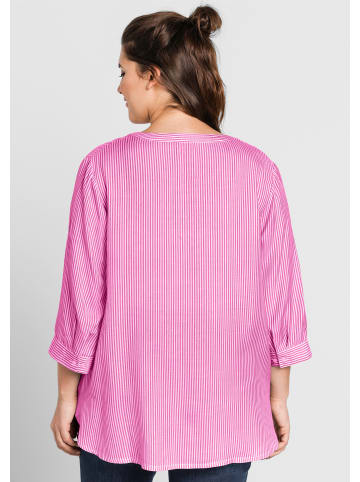sheego Tunika in magenta-weiß-gestreift