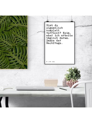 Mr. & Mrs. Panda Poster Bist du eigentlich komplett... mit Spruch in Weiß