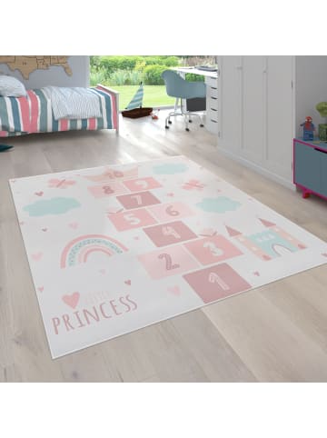 Kinderteppich waschmaschinenwaschbar Prinzessinnen‑Hüpfkästchen in Creme