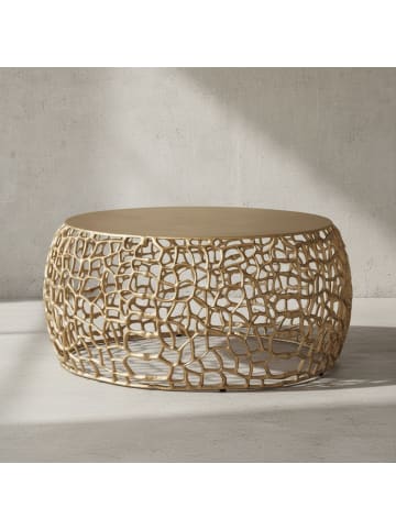 KADIMA DESIGN Couchtisch Metall 66x66x30 cm Sofatisch Aluminium Rund, Design in Gold