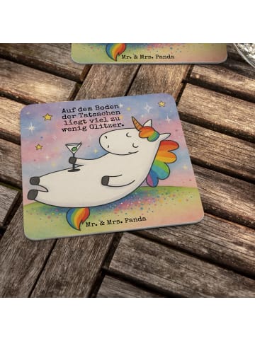 Mr. & Mrs. Panda Untersetzer Einhorn Blümchentail Design mit Spruch in Weiß