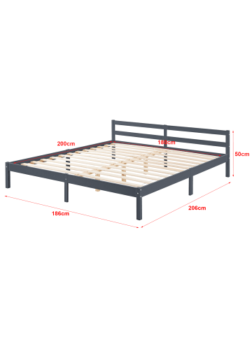 en.casa Holzbett Nakkila in Grau (B)180cm