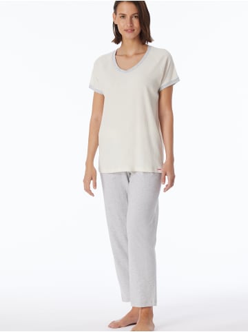 Schiesser Pyjama Casual Nightwear in grau-mel., beige