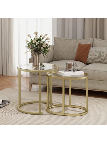 HOMCOM Couchtisch-Set-50L x 50B x 50,5H cm-Gold