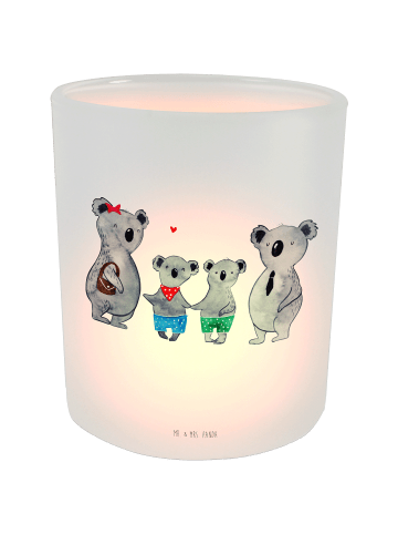 Mr. & Mrs. Panda Balkon Windlicht Koala Familie zwei ohne Spruch in Transparent