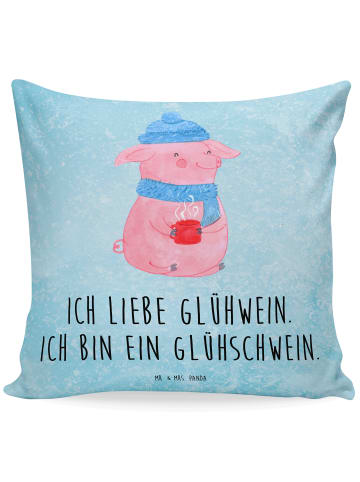 Mr. & Mrs. Panda Sofakissen Schwein Glühwein mit Spruch in Eisblau