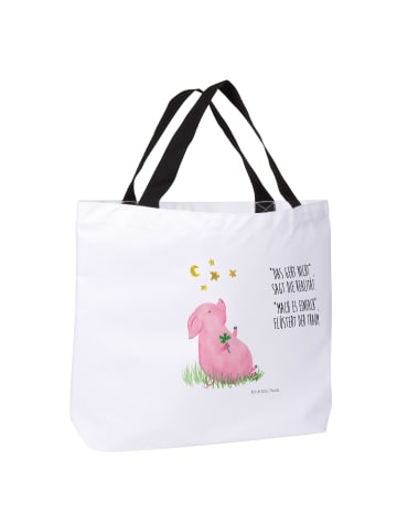Mr. & Mrs. Panda Tote Bag Schwein Glück mit Spruch in Weiß