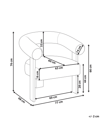 Beliani Sessel ILBRO in Grün/Braun - (W) 77 x (H) 76 x (L) 68 cm