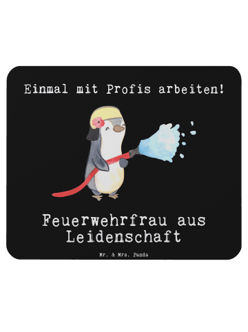 Mr. & Mrs. Panda Mousepad Feuerwehrfrau Leidenschaft mit Spruch in Schwarz