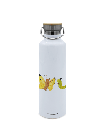 Mr. & Mrs. Panda Fitnessflasche Raupe Schmetterling ohne Spruch in Weiß