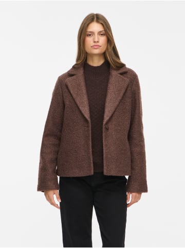 Vila Boucle Jacke mit Fly-Away Kragen in Coffee Bean