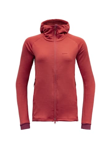 DEVOLD W NIBBAMERINO JACKET HOOD in Rot