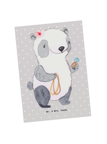 Mr. & Mrs. Panda Postkarte Goldschmiedin Herz ohne Spruch in Grau Pastell
