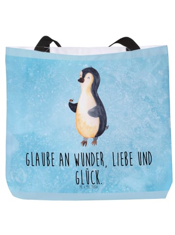 Mr. & Mrs. Panda Strandtasche Pinguin Marienkäfer mit Spruch in Eisblau