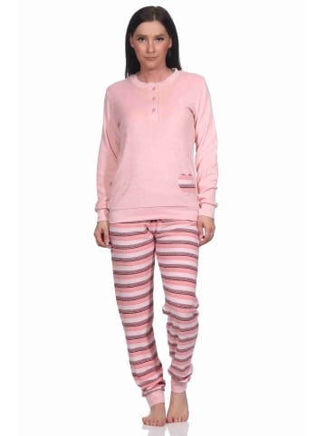 NORMANN Frottee Schlafanzug Bündchen - 77708 in rose