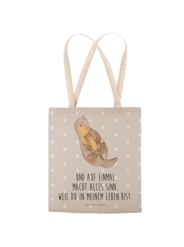 Mr. & Mrs. Panda Tote Bag Otter Kind mit Spruch in Grau Pastell