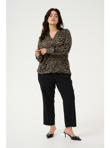 KAFFE curve Langarm-Bluse KCdiana Regular fit in Brown/Black Flower Print