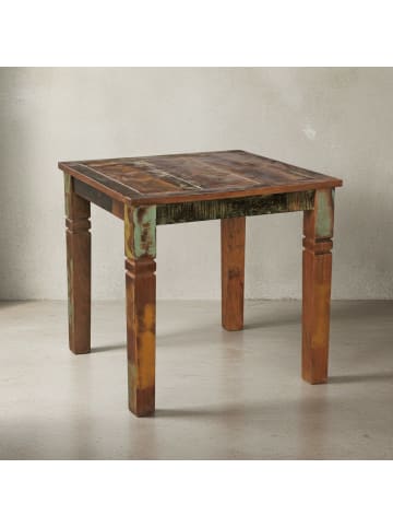 KADIMA DESIGN Esszimmertisch Massivholz | Mango Shabby, 80x80cm, 4 Personen, Holz in Beige