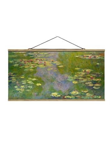 WALLART Stoffbild mit Posterleisten - Claude Monet - Grüne Seerosen in Grün