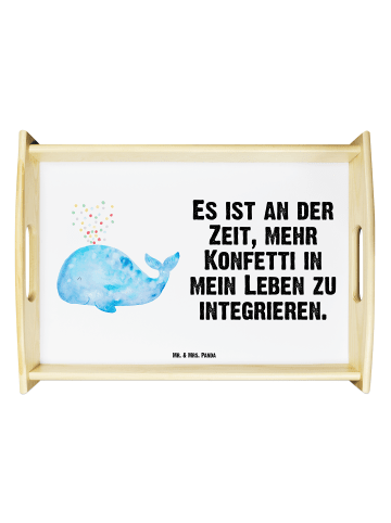 Mr. & Mrs. Panda Holztablett Wal Konfetti mit Spruch in Weiß