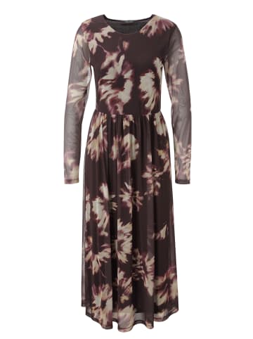 Aniston CASUAL Midikleid in braun-bordeaux-hellbeige-beige