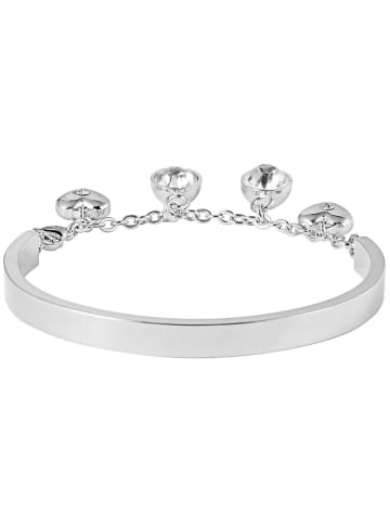 Adeliás Damen Armband – Armreif aus Edelstahl mit Strass Steinchen 17 cm in silber