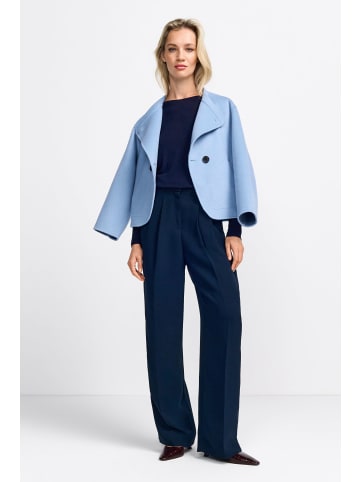 Rich & Royal Wide Leg Pleated Pants in Midnight Blue