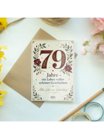 Glückwunschkarte Geburtstag 79. Geburtstag Zahl... in Weiß