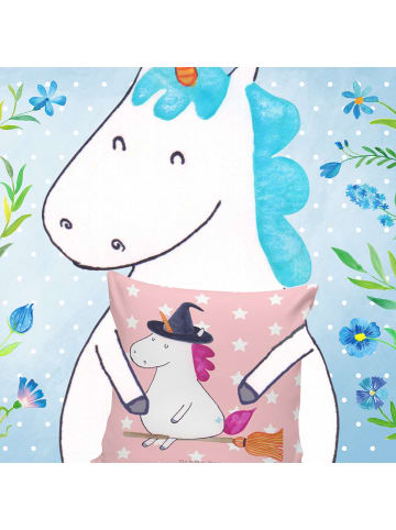 Mr. & Mrs. Panda Kissen Einhorn Hexe ohne Spruch in Rot Pastell