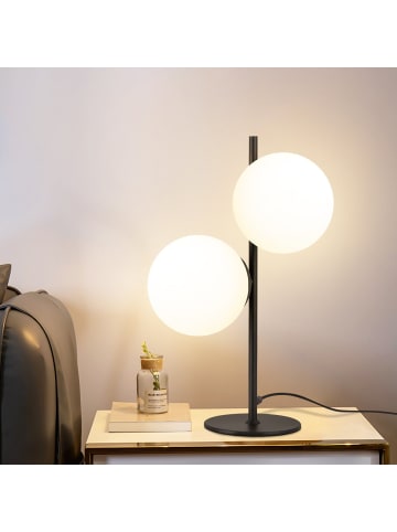 ZMH Tischleuchte 2-flammige E27 schwarz in Glas