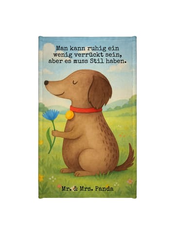 Mr. & Mrs. Panda Kinderhandtuch Hund Blume Design mit Spruch in Weiß