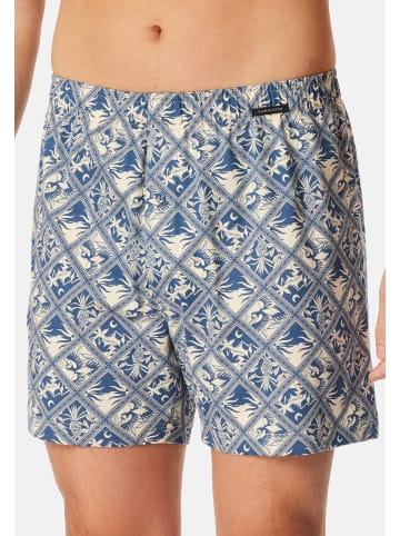 Schiesser Boxershorts Singel-Jersey in Dunkelblau / gelb