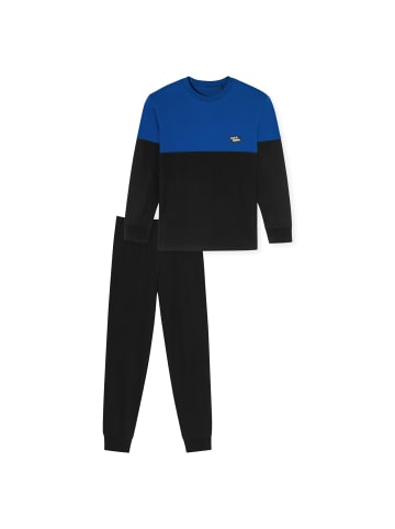 Schiesser Pyjama in Blau/Schwarz
