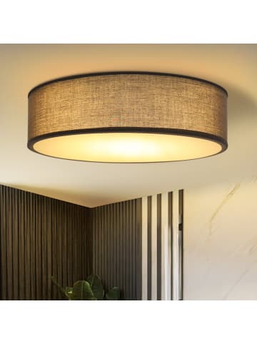 ZMH Deckenleuchte in grau 1-flammige E27 Rund Stoff Ø30CM