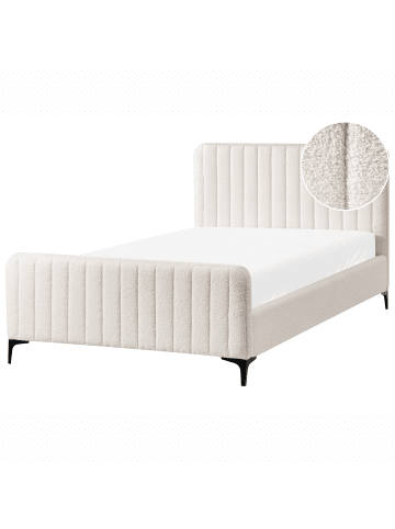 Beliani Doppelbett LUNAN in Weiß/Schwarz - (W) 127 x (H) 101 x (L) 215 cm