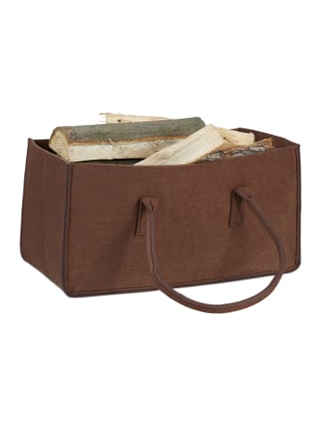 relaxdays 8x Kaminholztasche in Braun