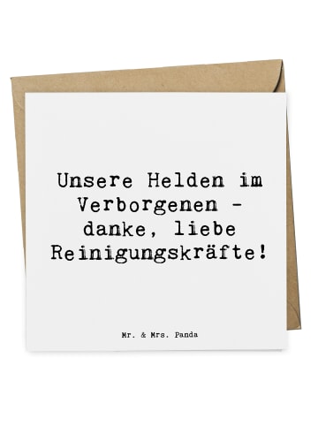 Mr. & Mrs. Panda Klappkarte Spruch Reinigungskraft Helden mit Sp... in Weiß
