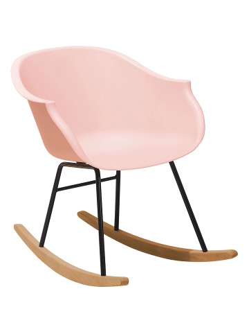 Beliani Schaukelstuhl HARMONY in Rosa/Schwarz/Braun - (W) 56 x (H) 73 x (L) 82 cm