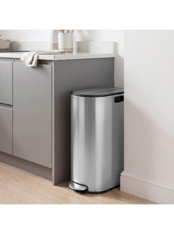 SONGMICS Mülleimer in Metallicsilber - (B)29 x (H)64 x (T)54 cm - 50 L