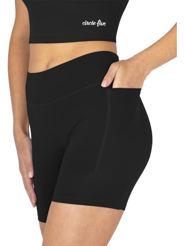 Circle Five High Waist Sport Shorts Doppelpack (2× Radlershorts mit Taschen) in Schwarz