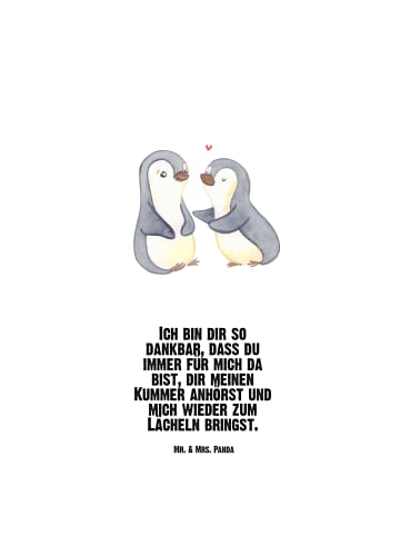 Mr. & Mrs. Panda Trinkflasche Pinguine trösten mit Spruch in Weiß