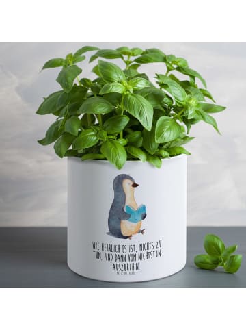 Mr. & Mrs. Panda Großer Übertopf Pinguin Buch mit Spruch in Weiß