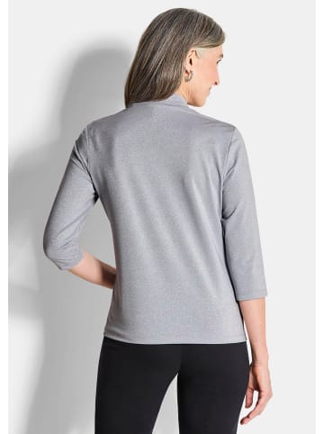 GOLDNER Blusenshirt Glitzer-Viskose-Oberteil mit Halbarm in grau